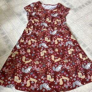 Wonder Nation Dress Modest Short Sleeve Casual 10-12 + Orange Squirrel Hedgehog